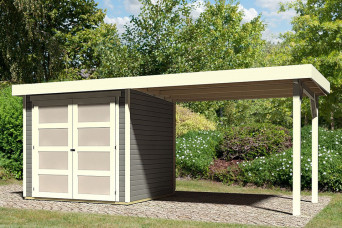  Karibu | Tuinhuis Mühlendorf 2 met Overkapping 2,8 | Terragrijs 211453-31